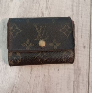 Authentic Louis Vuitton LV Micro Brown Folding Monogram Leather Card Wallet Smal